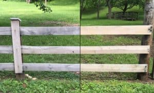 Oak fence after and before ferrous sulfate treatment